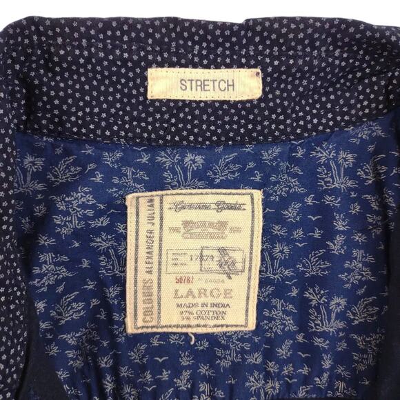 COLOURS Alexander Julian Men's L Short Sleeve Navy Floral Button Down Shirt Y2K - Picture 3 of 5